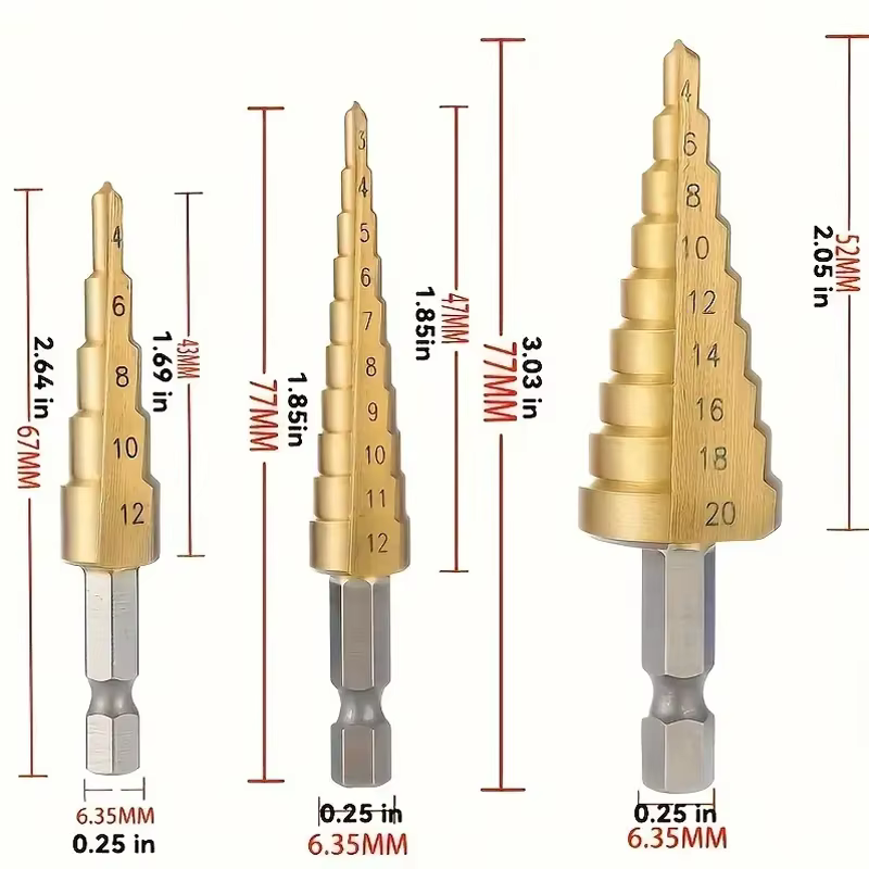 Perceuse pagode 3 pièces, perceuse électrique haute dureté, perceuse de poinçonnage, ouvre-trou étag