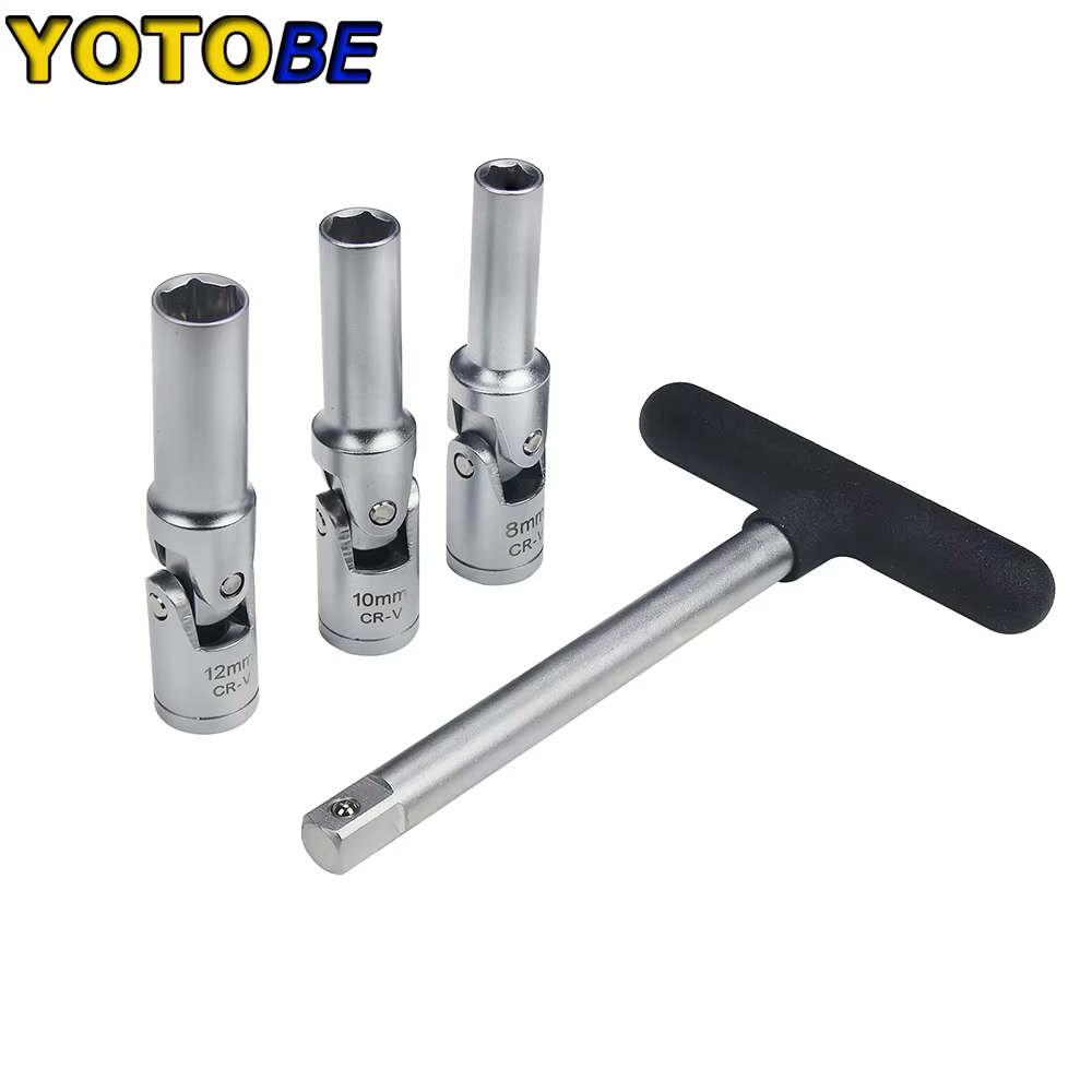 Jeu de douilles de bougies de préchauffage, 4 pièces, avec barre en T Dr 3/8 pouces, tailles de boug