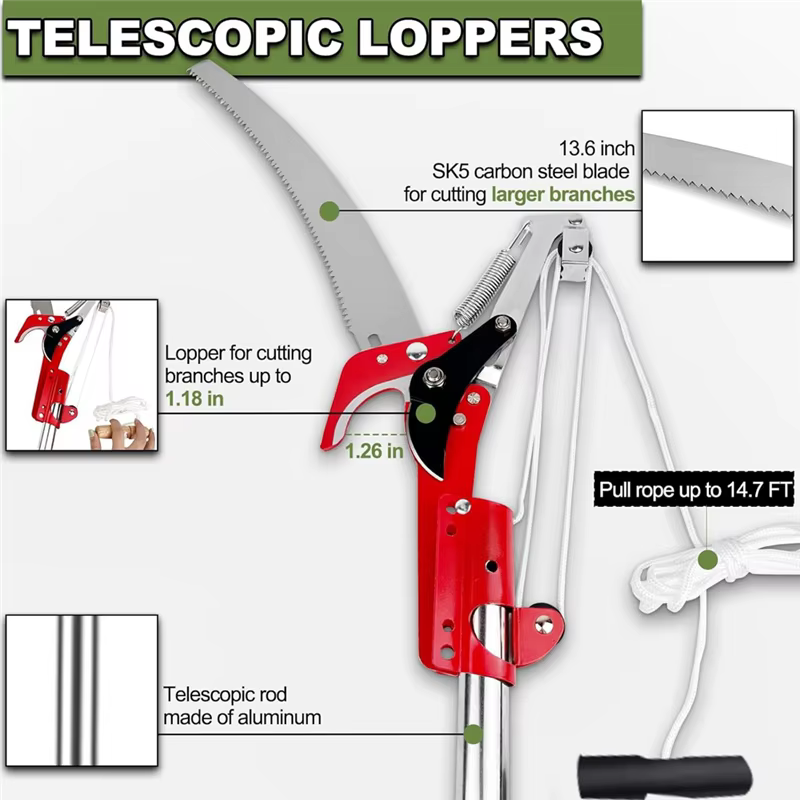 RALCA-pour arbre pour coupe d'arbres, scie perche de 13 pieds en acier inoxydable, tondeuse à long m