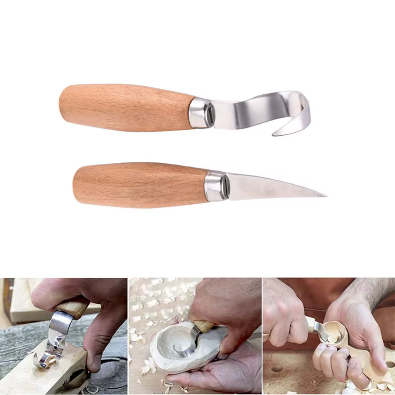 Couteau à découper le bois, ciseau à crochet, outils de sculpture, cuillère ergonomique pour le trav