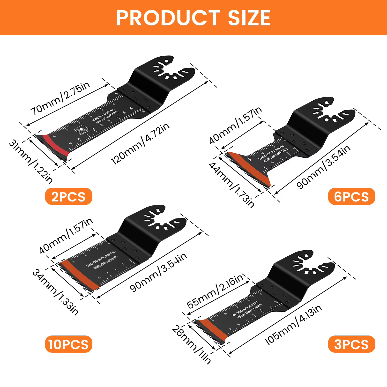 28/20 pièces lames de scie oscillantes lames multi-outils oscillantes universelles pour bois métal 2
