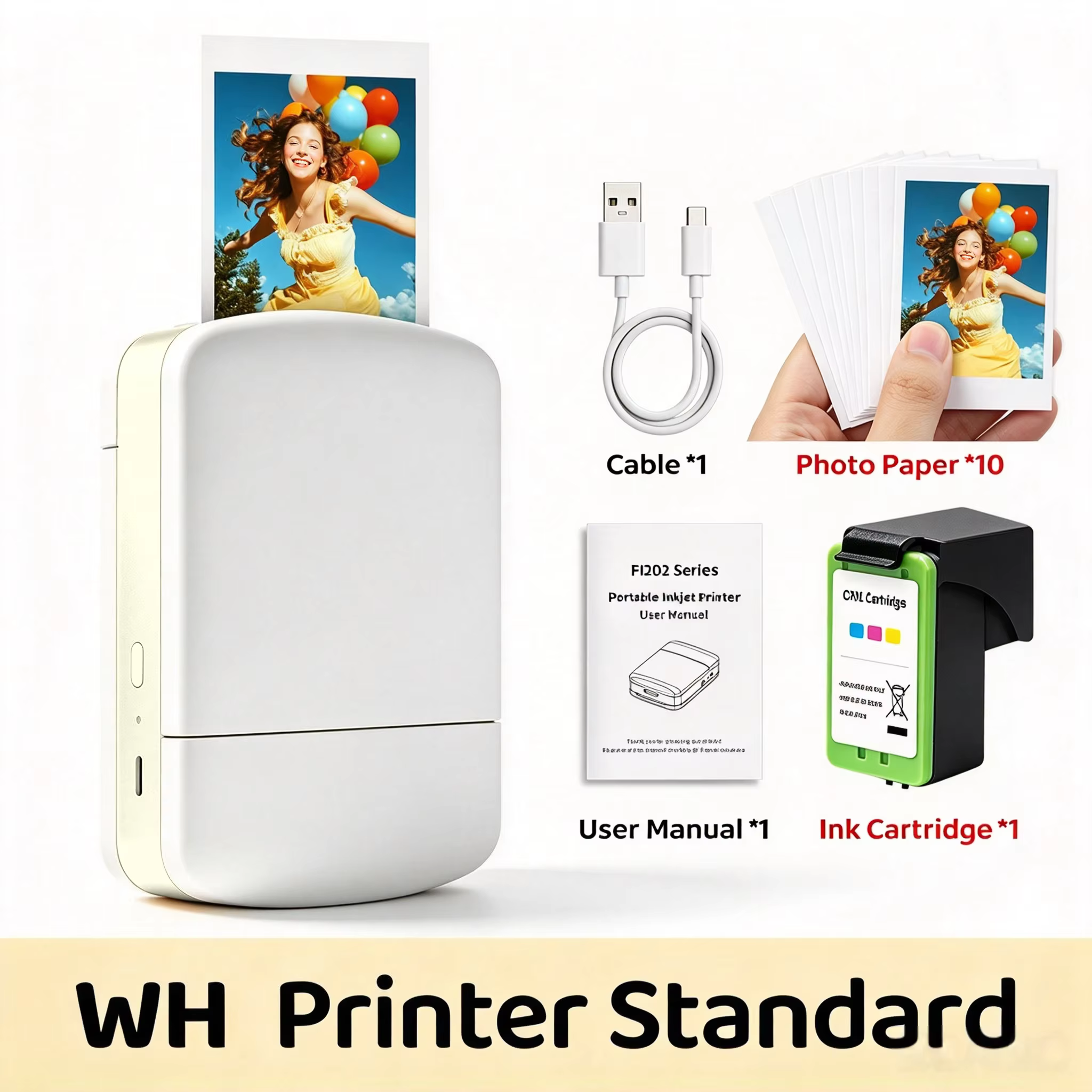 Imprimante photo couleur portable, imprimante sans fil Bluetooth pour smartphone, impression instant