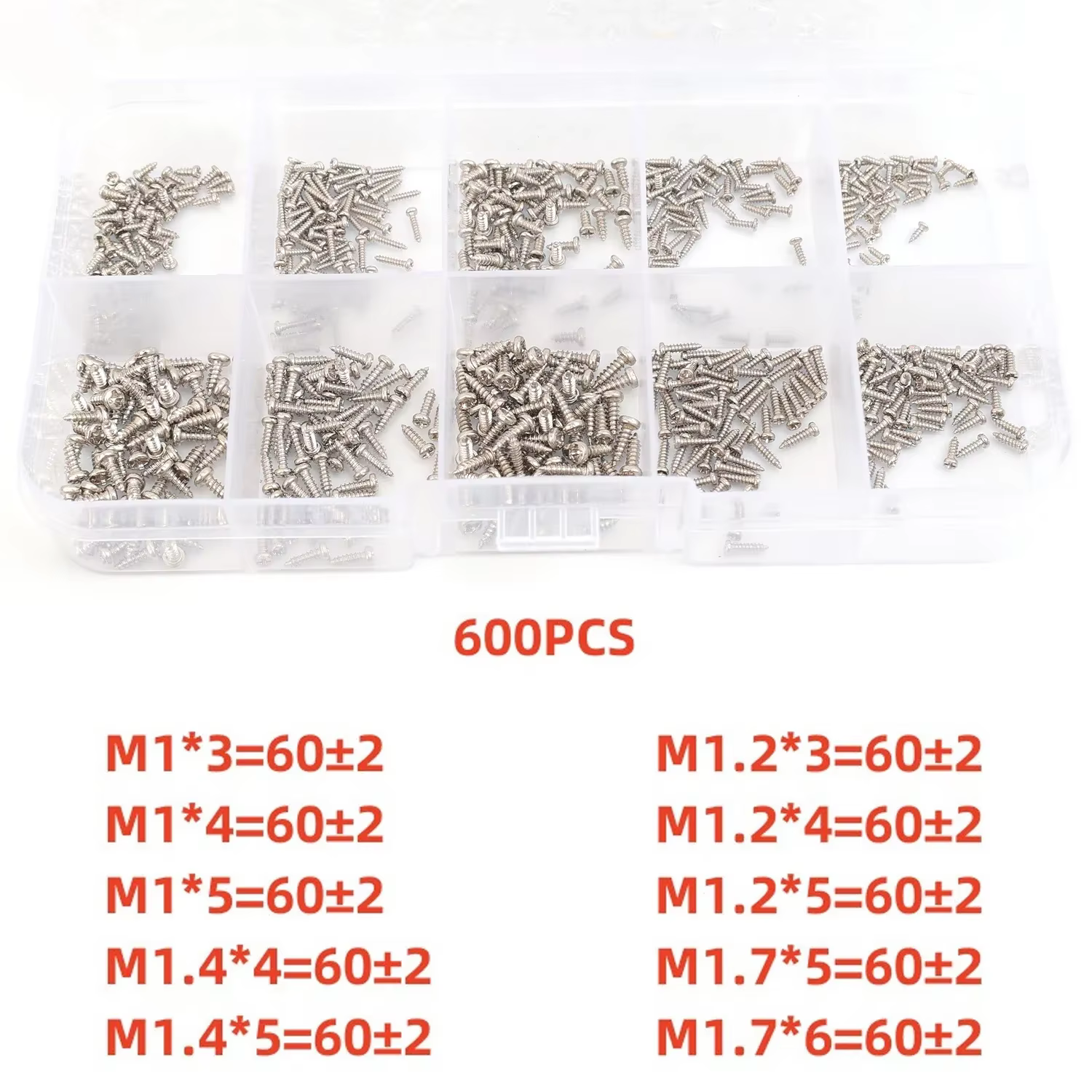 Mini jeu de vis à bois autotaraudeuses M1/M1.2/M1.4/M1.7, vis à tête Phillips, lunettes de soleil, m