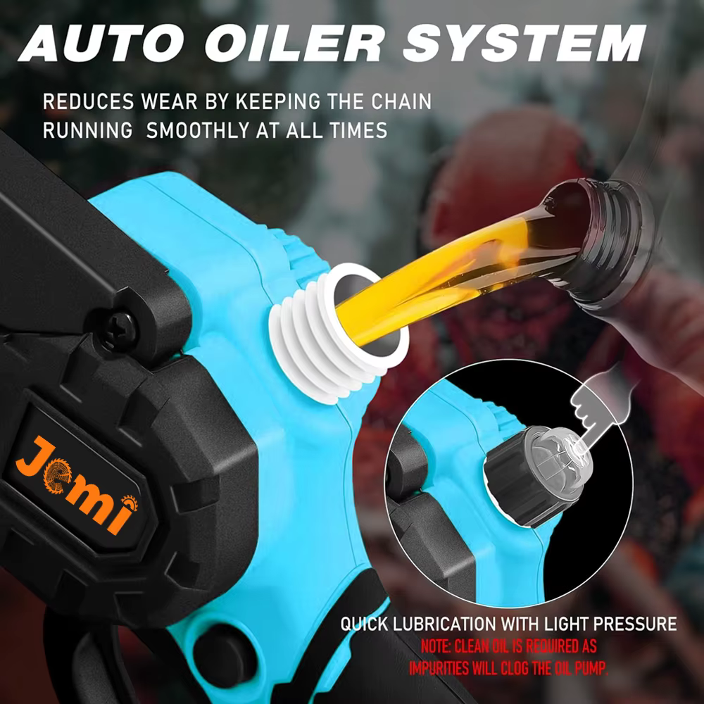 Jemi Tool Scie à chaîne électrique rechargeable sans fil portable de 6 pouces avec deux batteries, c