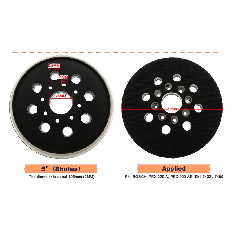 Plaque de support de ponçage auto-agrippante 8 trous 125 mm (5 pouces) pour ponceuse excentrique – Q