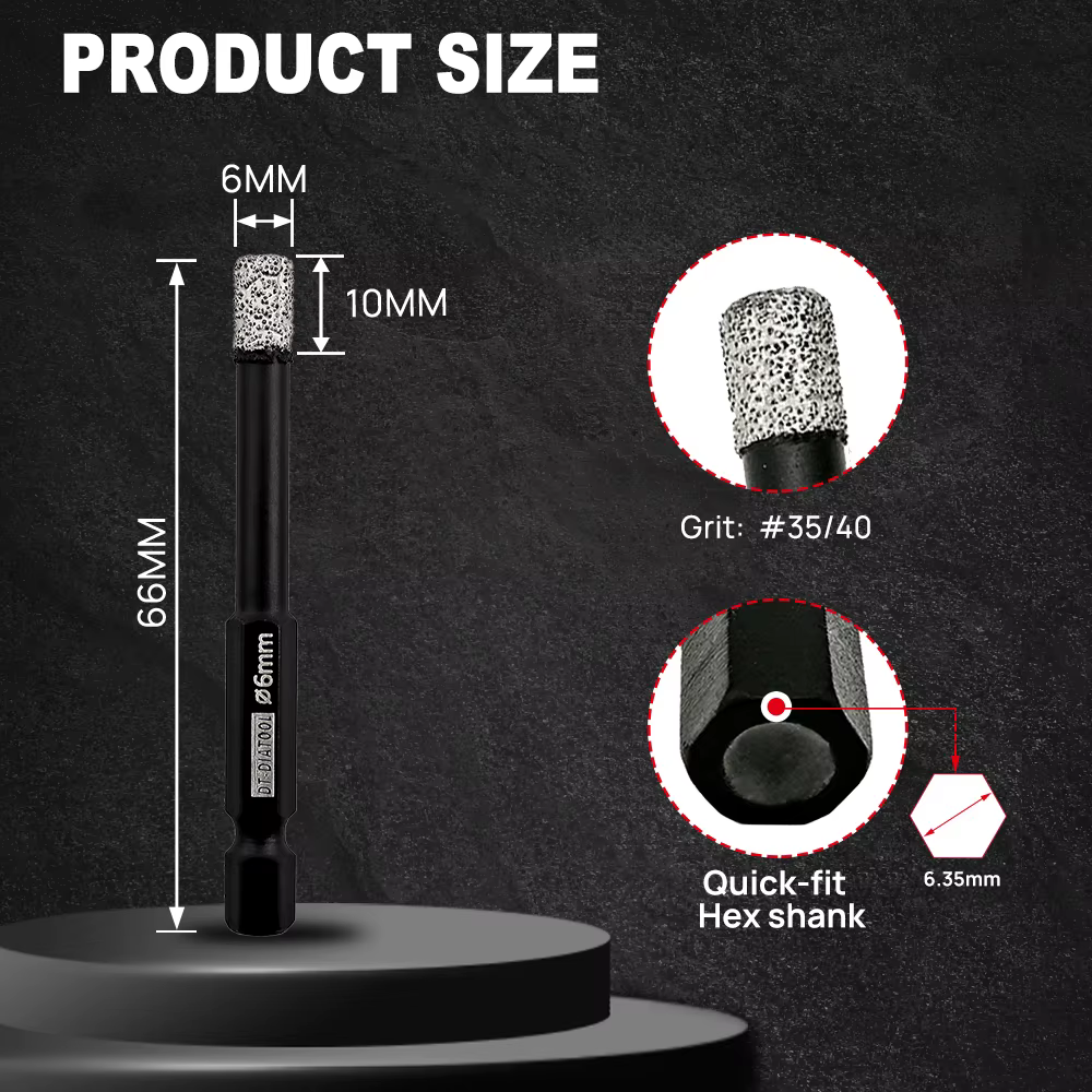 DT-Diatool 6/8/10/12/14mm diamant foret Kit d'outils coupe-carreaux pour marbre céramique sec trou h