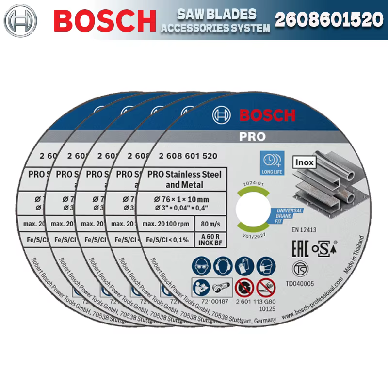 BOSCH 2608601520   PRO acier inoxydable et métal pour mini meuleuse d'angle 5 pièces lame de scie 76
