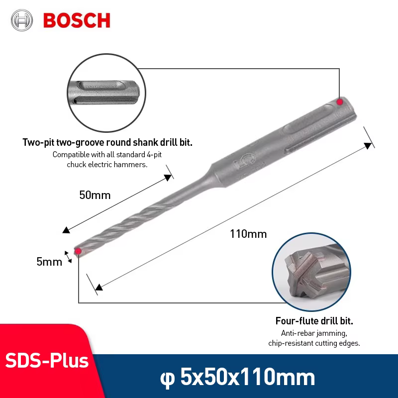 33 modèles de forets BOSCH PRO SDS Plus pour marteau perforateur, foret à 4 lames, pointe en carbure