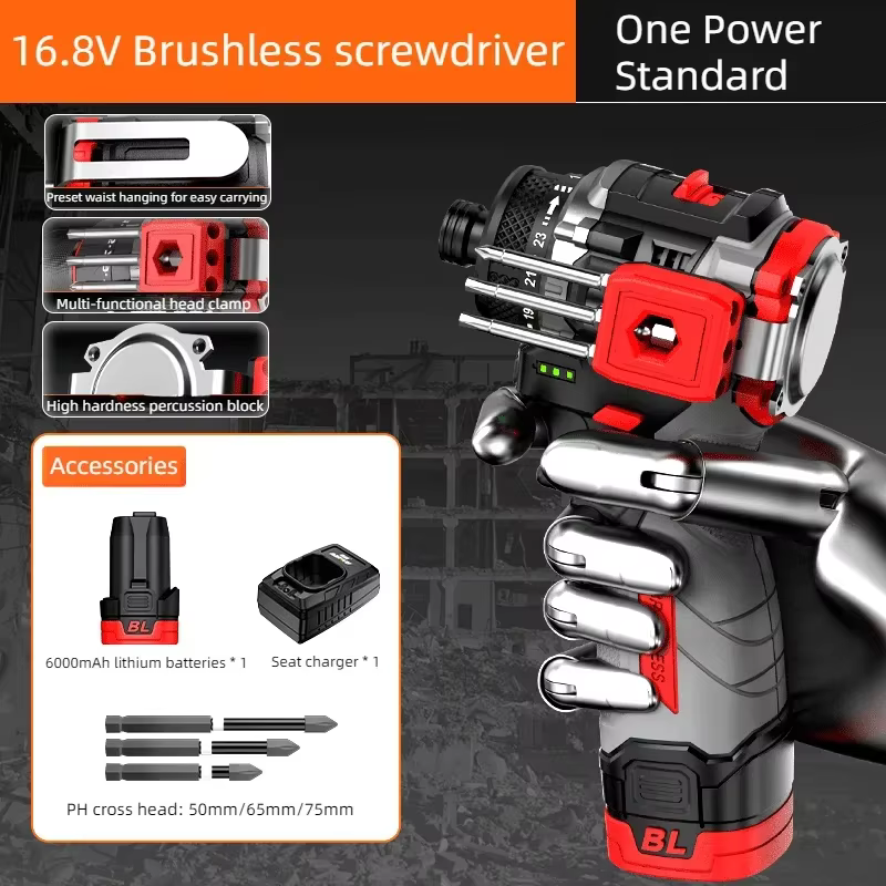 NANWEI perceuse électrique sans brosse sans fil fracassable perceuse pilote 55N.m 16.8V tournevis Li
