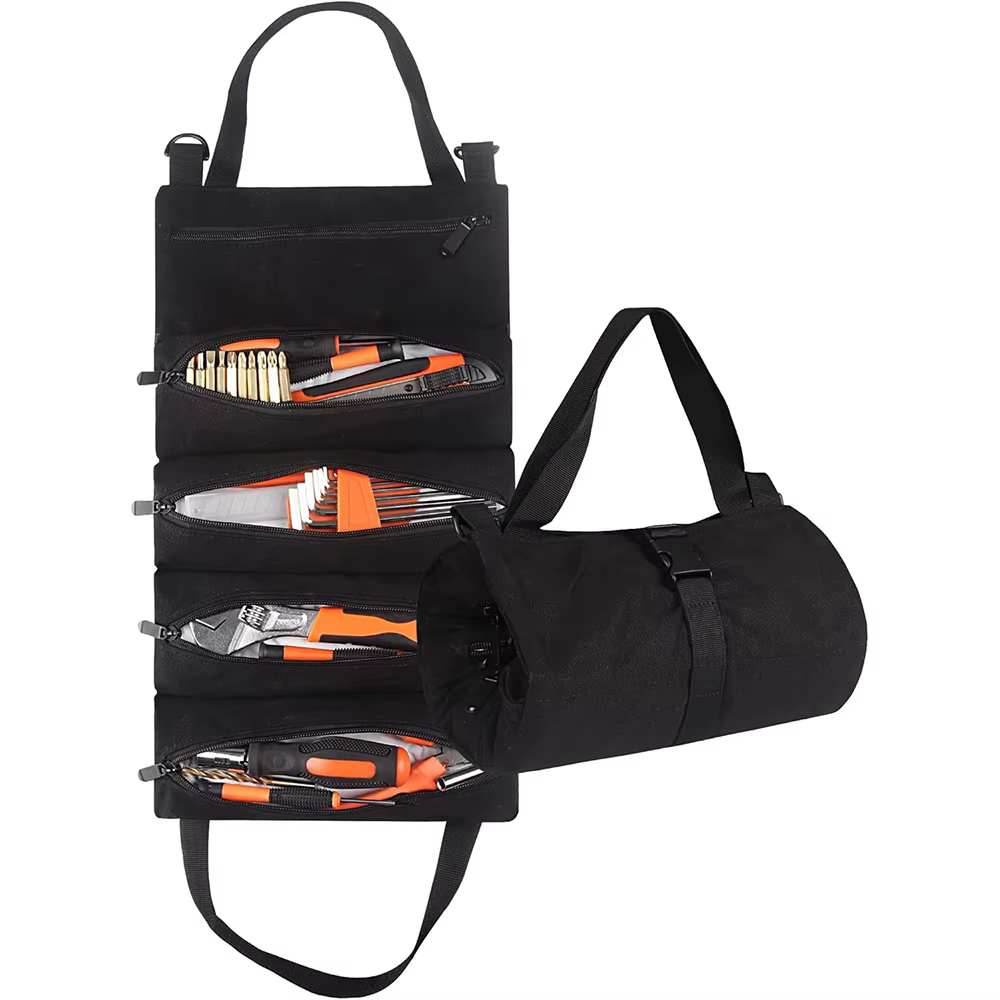 Sac à outils en rouleau – Sac à outils enroulable à 5 poches facile à transporter – Toile durable, f