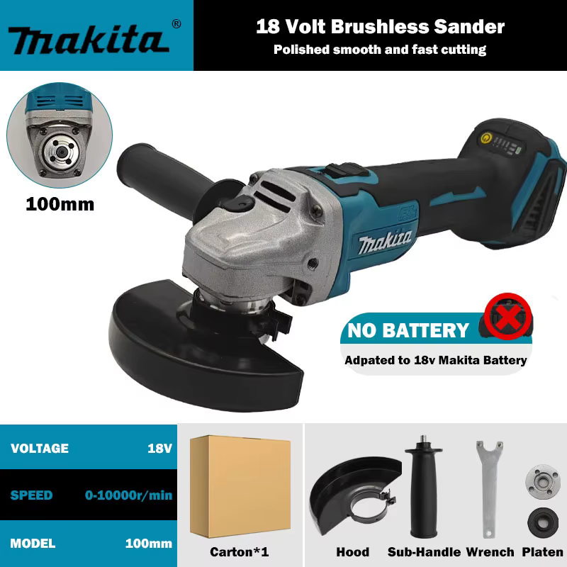 Meuleuse d'angle Makita DGA506 18V 125/100mm, machine de polissage électrique, machine de meulage et