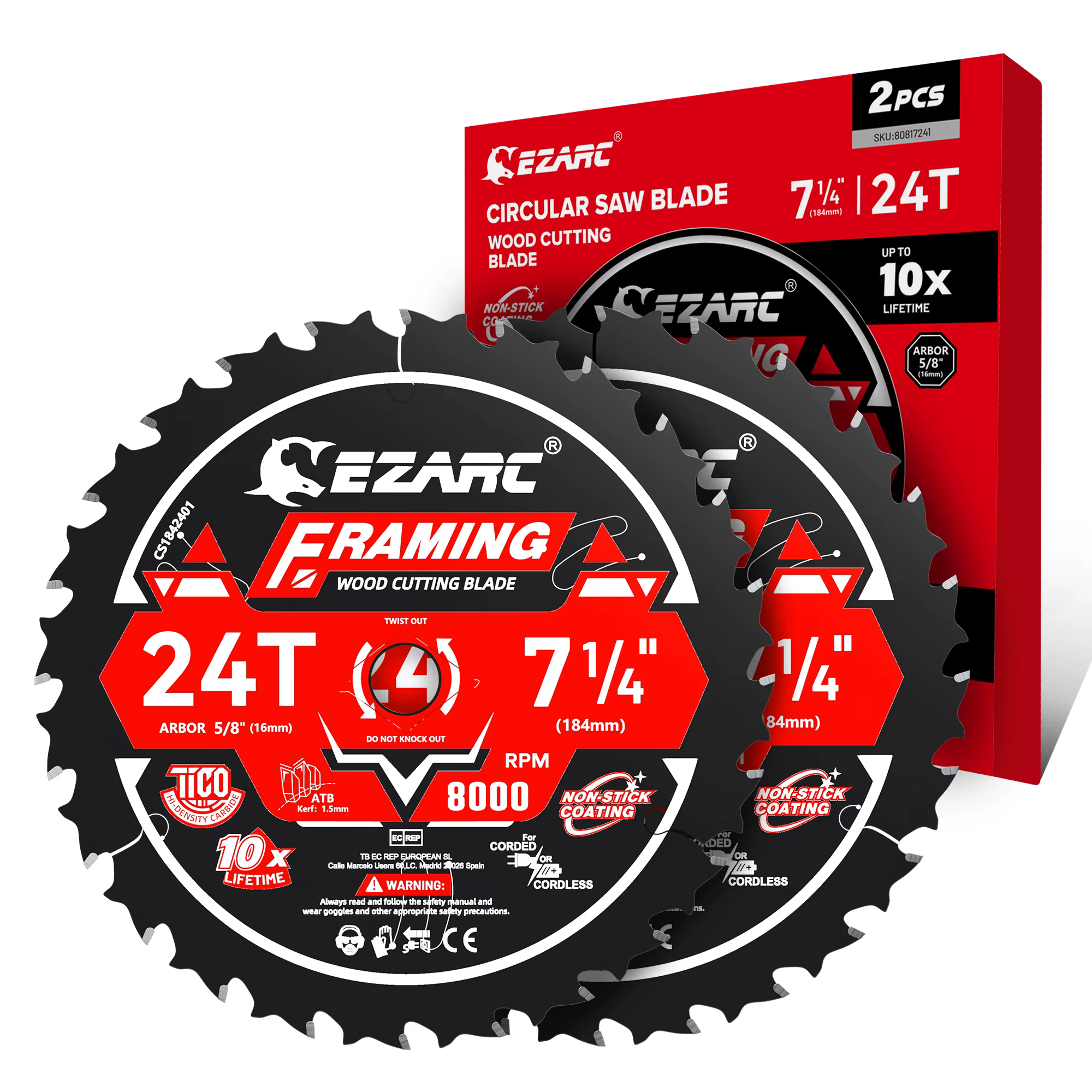 Lames de scie circulaire 7-1/4 pouces 24T/40T/60T, lame de frappe pour couper le bois et le bois int