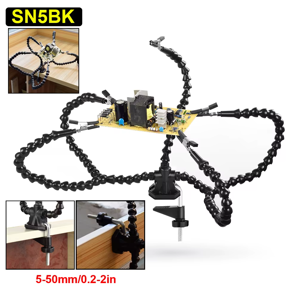 Toolour aide les mains outil de soudure troisième main soudure bras flexibles avec loupe 3X Base de 