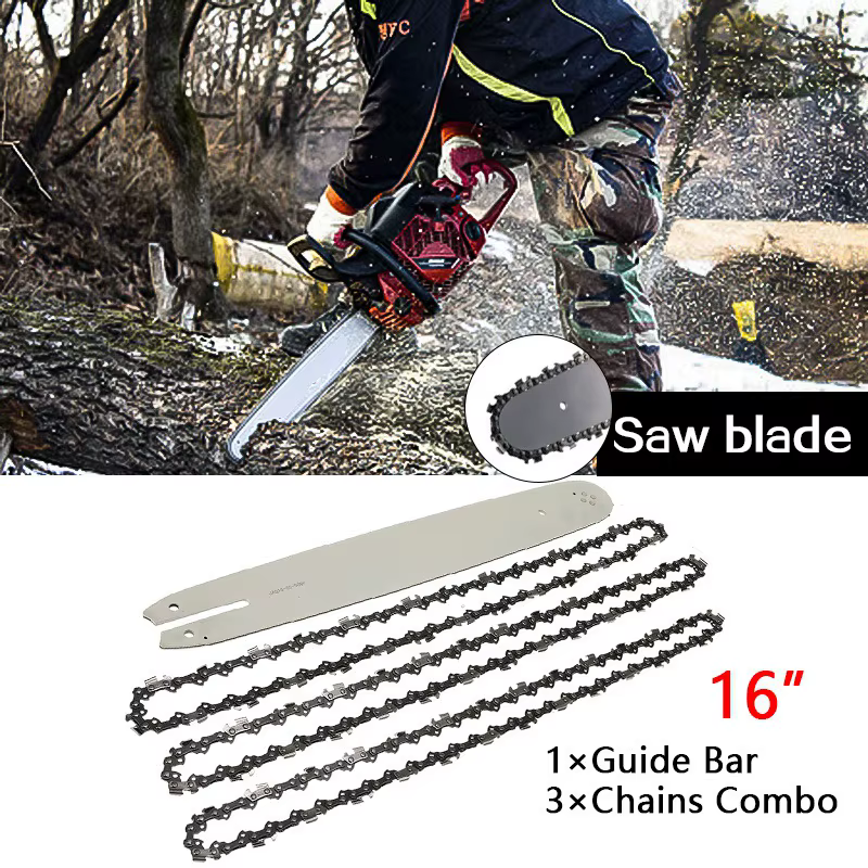 Barre de guidage de scie à chaîne de qualité 16 pouces avec 3 chaînes pour STIHL 009 012 021 E180 MS