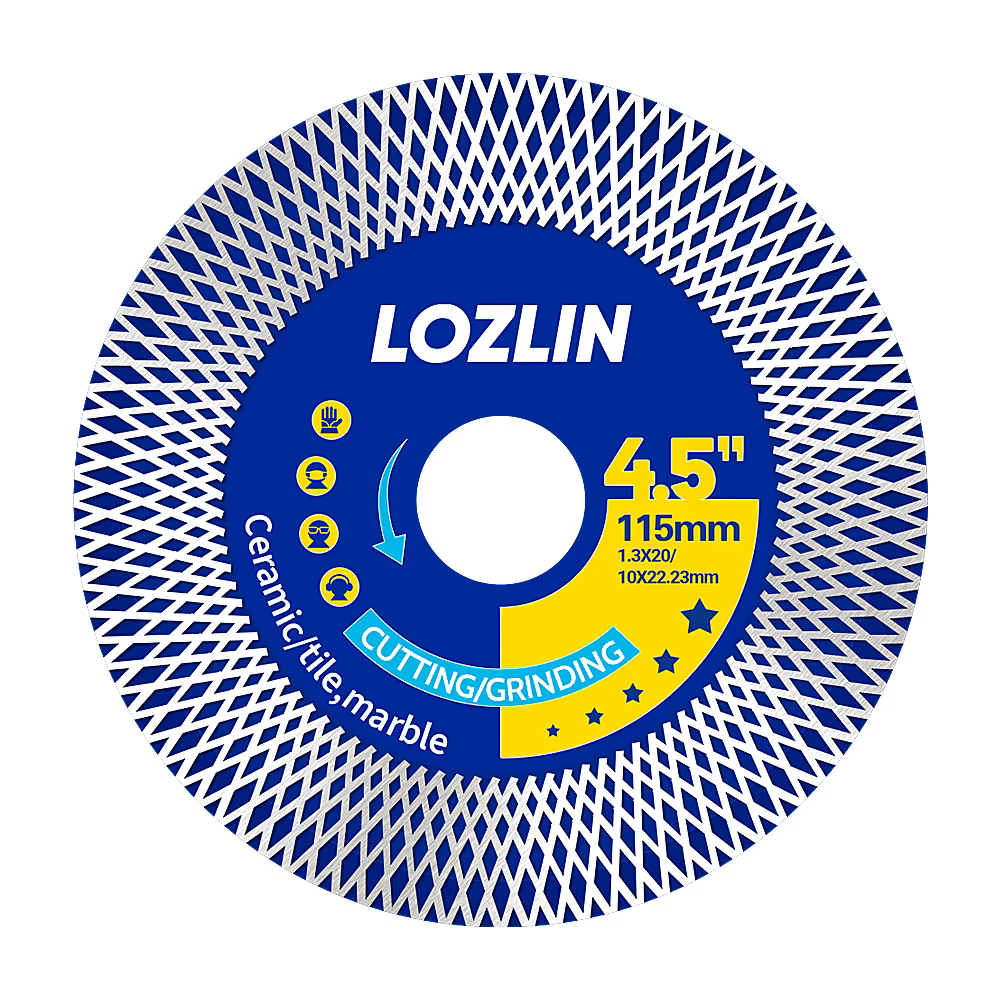 Disque de coupe diamanté LOZLIN 115 mm, lame super fine en maille pour carrelage, marbre, pierre, ou