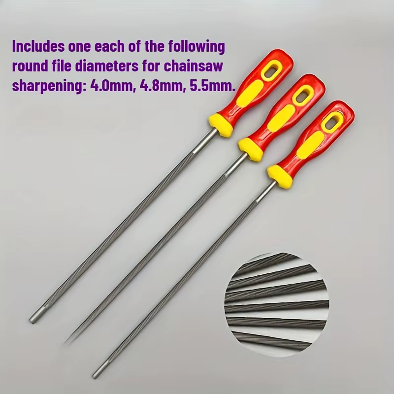 Kit de limes pour chaîne de tronçonneuse, lime pour tronçonneuse forestière, diamètres 4.0/4.8/5.5mm