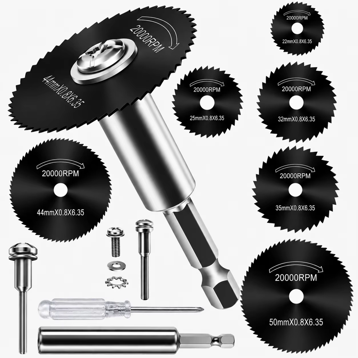 10 lames de scie circulaire HSS miniatures, disques de coupe rotatifs à tige hexagonale de 1/4 po po