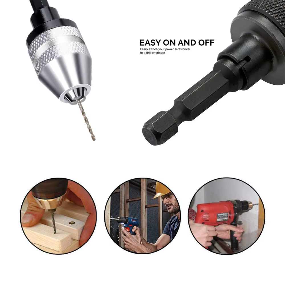 Adaptateur de pilote d'impact de tournevis de mandrin de perceuse sans clé 1/4 ''adaptateur de conve