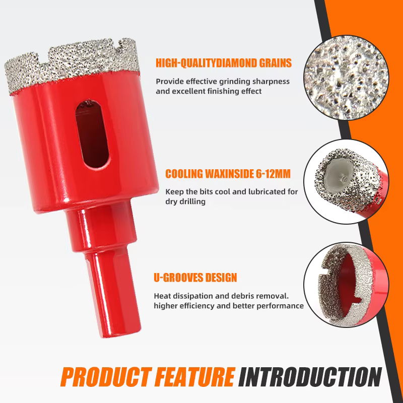 Jeu de forets à revêtement diamant, Kit de scie cloche de 6 à 35mm pour verre, marbre, granit, pierr