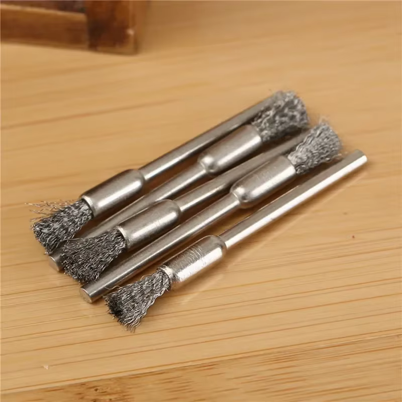5/10 pièces brosses à crayons en acier inoxydable monté fil roue mandrin ensemble Dremel accessoire 