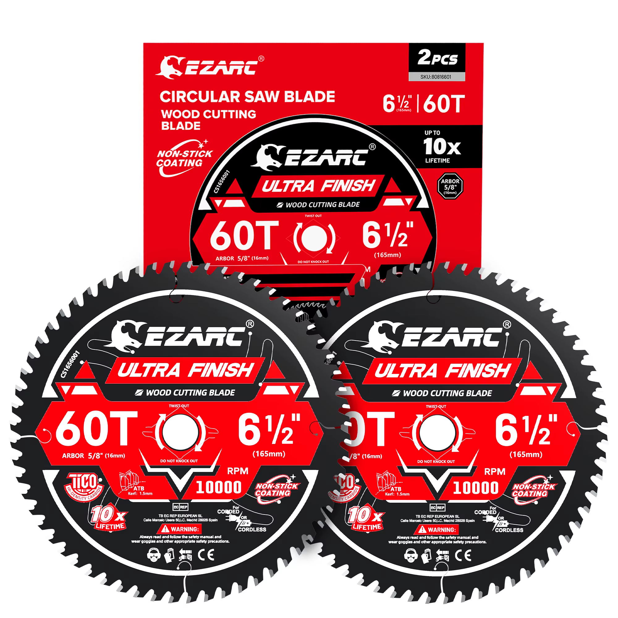 Lame de scie circulaire EZARC 60T – Durée de vie 10 fois supérieure, coupe ultra-fine de 1,5 mm, rev