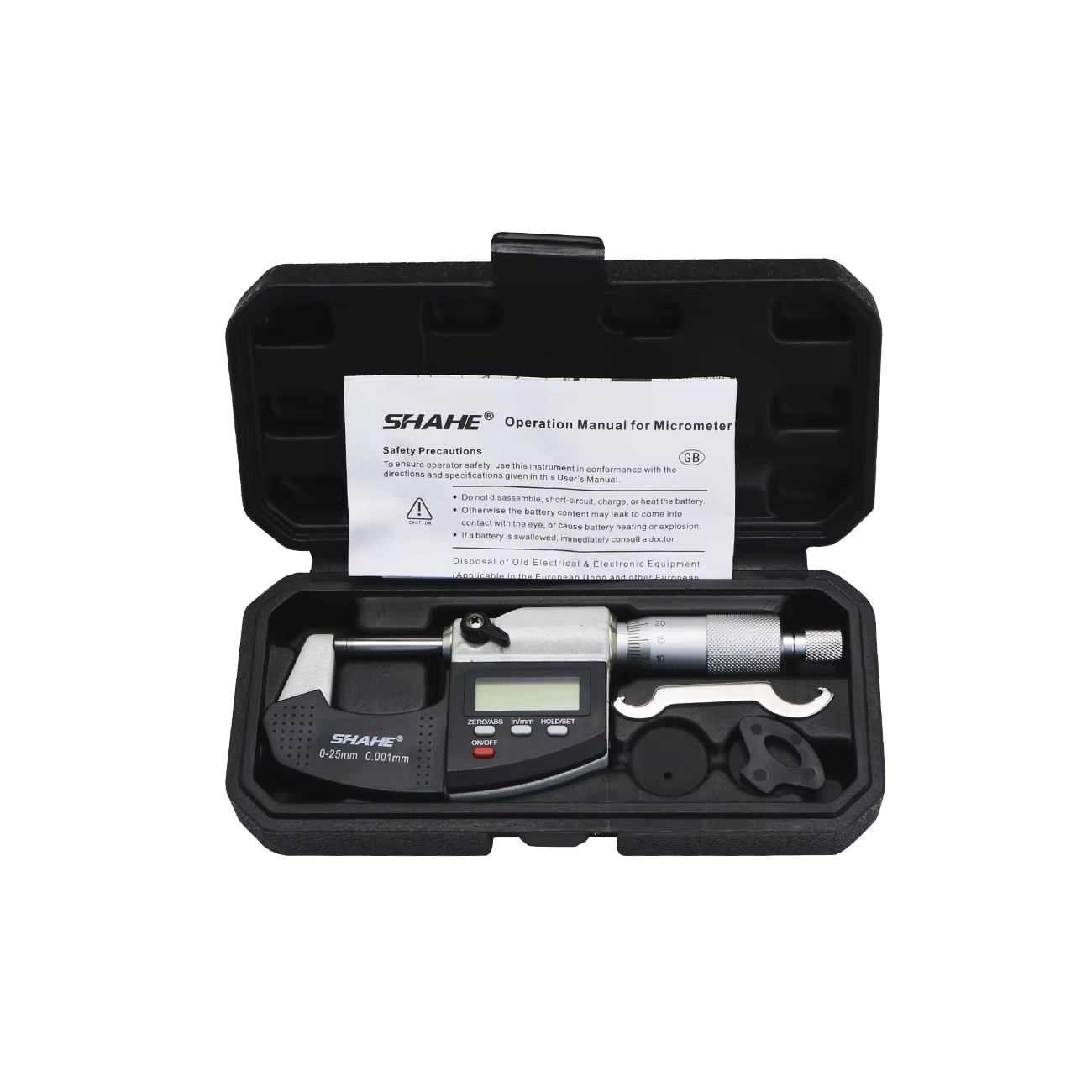 Micromètre numérique SHAHE 0.001mm 0-25mm micromètre extérieur électronique avec ligne d'échelle mic