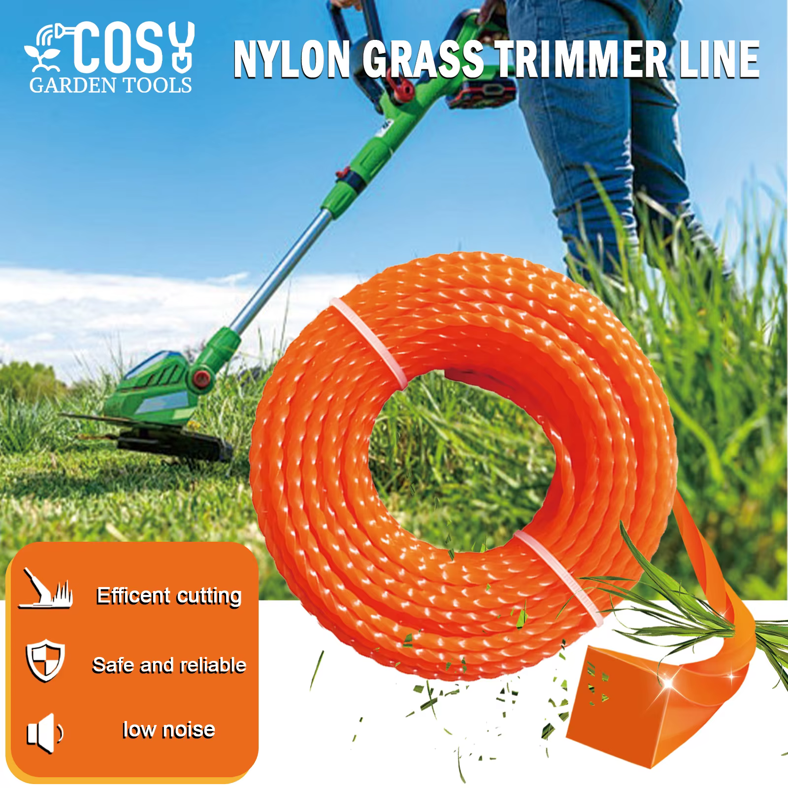 2mm ~ 3mm * 10m ~ 25m tonte en Nylon coupe gazon corde débroussailleuse tondeuse ligne fil de coupe 