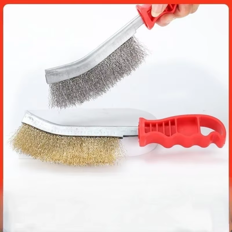 Brosse métallique en fil d'acier plaqué laiton, nettoyeur de gril, brosse métallique en acier inoxyd
