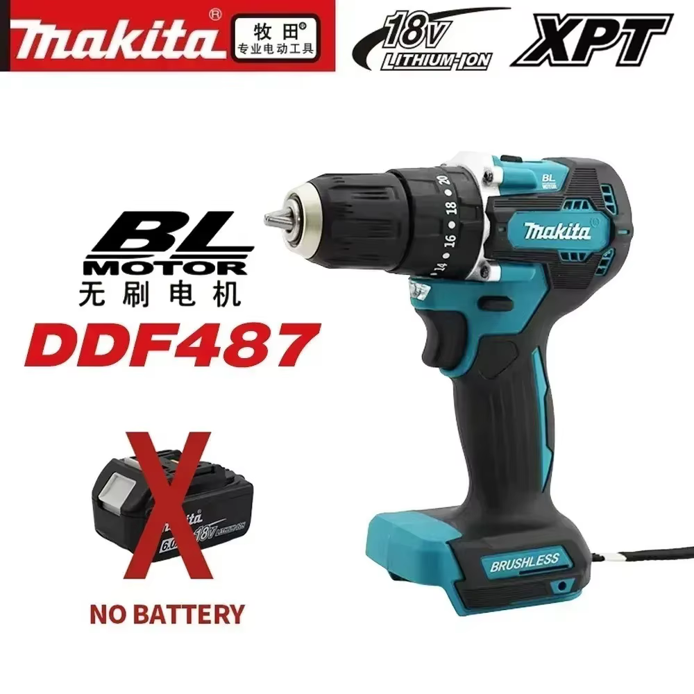 Perceuse-visseuse sans fil Makita DDF487 18V, moteur sans balais, légère, équipement au lithium pour