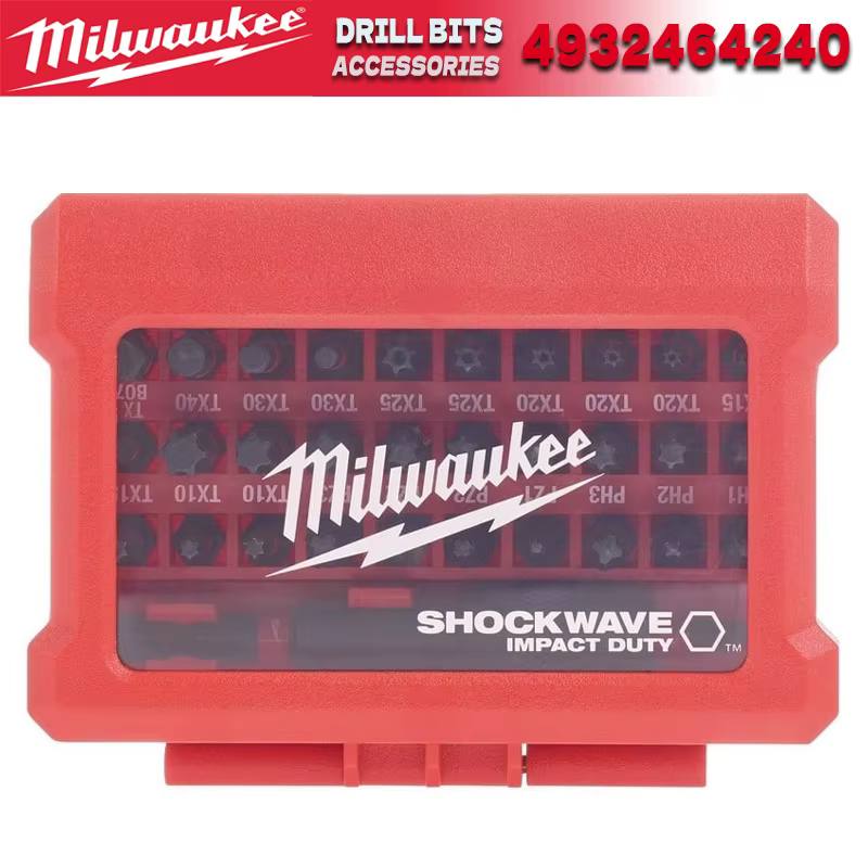 MILWAUKEE 4932464240 SHOCKWAVE 32 pièces jeu d'embouts de tournevis à percussion pour perceuse à per