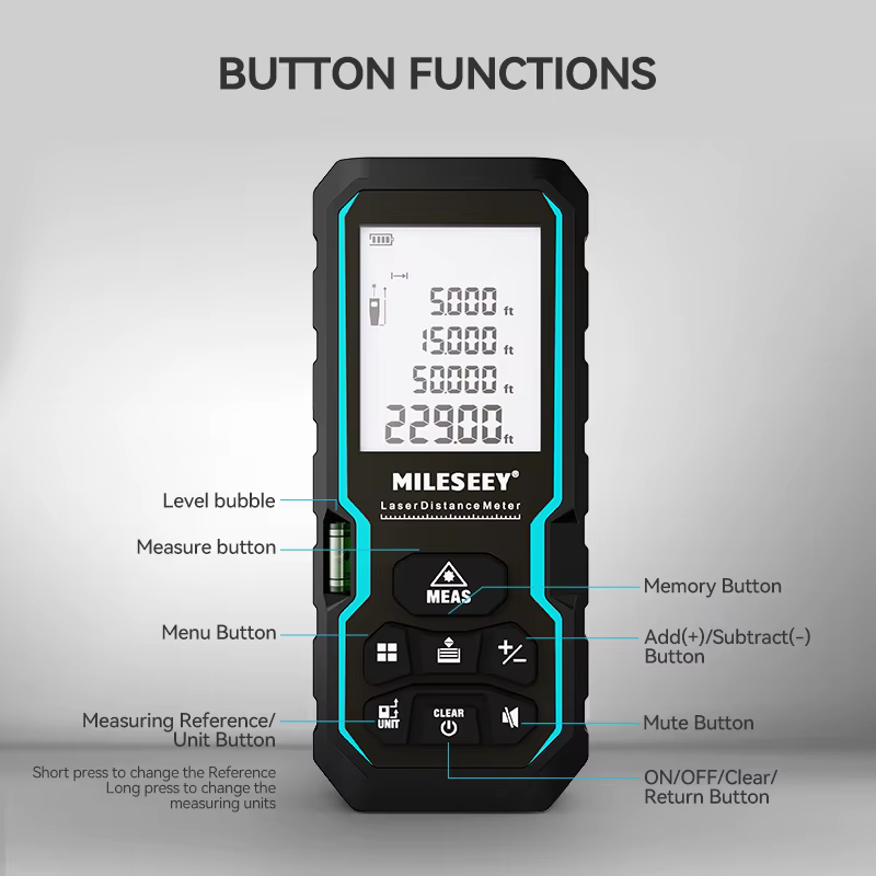 MILESEEY metre laser, telemetres laser, IP54 Mètre ruban laser 40M 60M 80M 100M , règle électronique