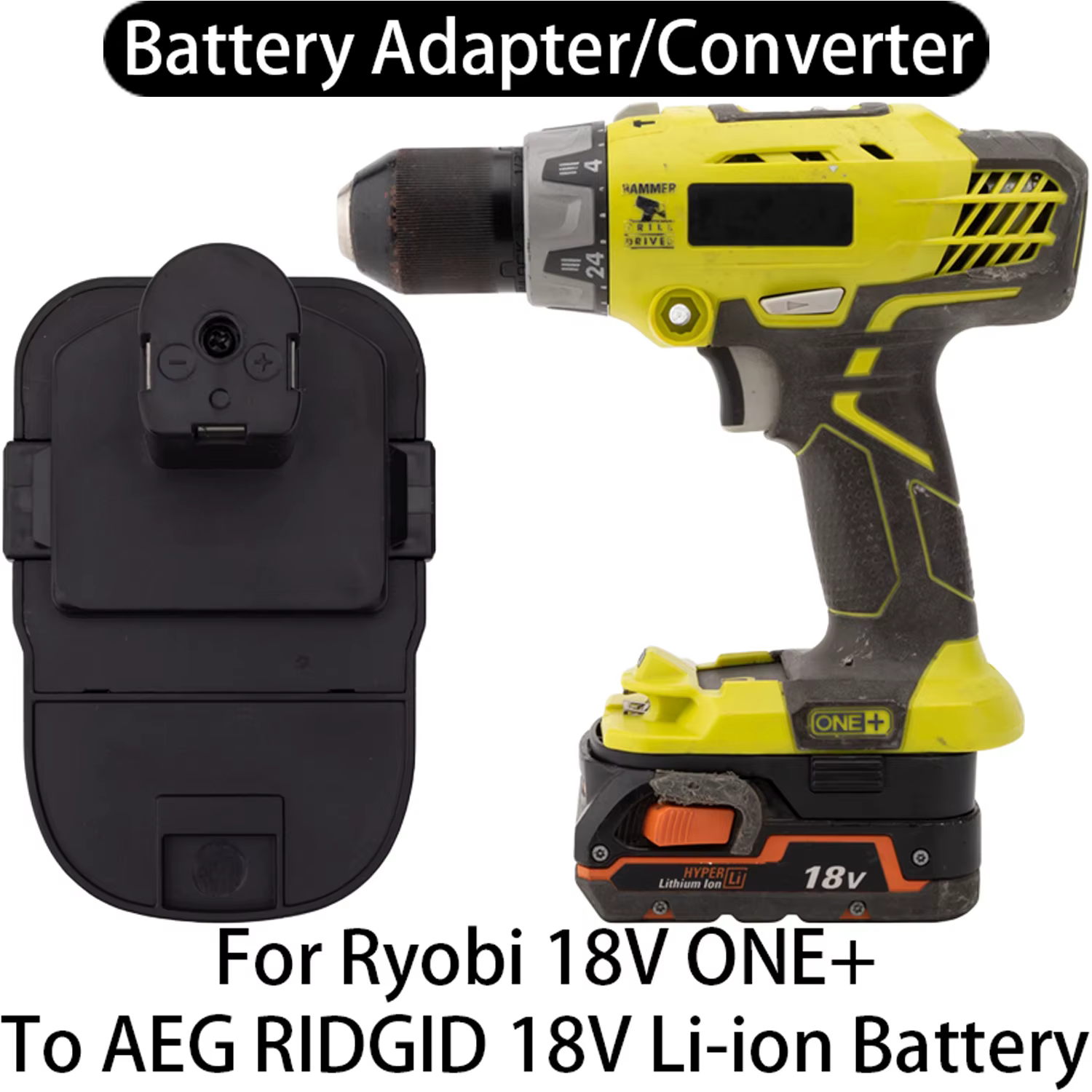 Adaptateur de batterie pour outil Ryobi 18V ONE+ Li-ion vers AEG RIDGID 18V Li-ion, accessoire pour 