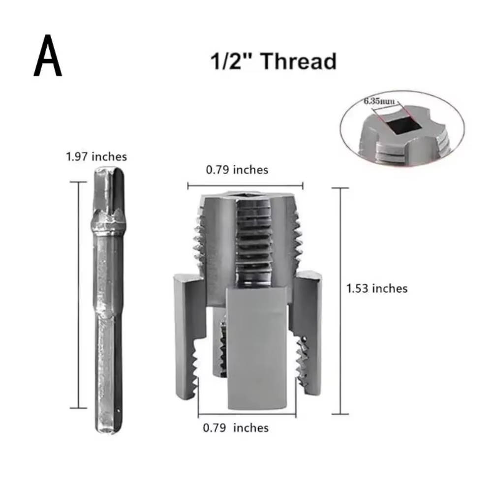 Outil de filetage de tuyaux intégré, outil de filetage interne et externe, compatible avec perceuse 
