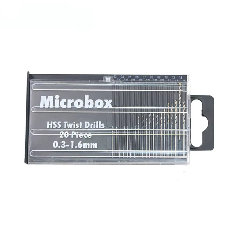 20 pièces/ensemble 0.3mm-1.6mm Mini jeu de forets hélicoïdaux en acier rapide ensemble de forets Mic