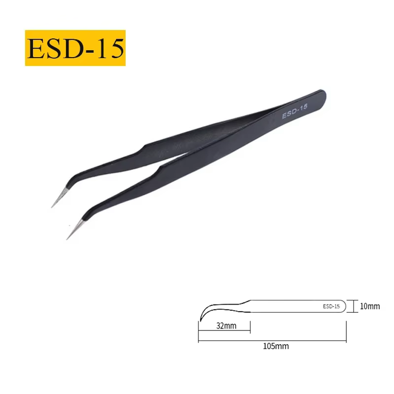 Ensemble de pincettes de précision ESD en acier inoxydable, outils de réparation pour l'électronique