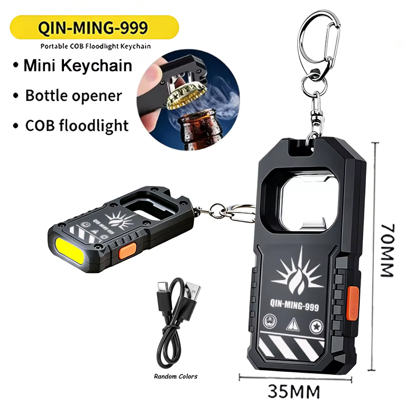 Porte-clés multifonctionnel avec lampe torche rechargeable par USB, mini lampe torche avec lumière d