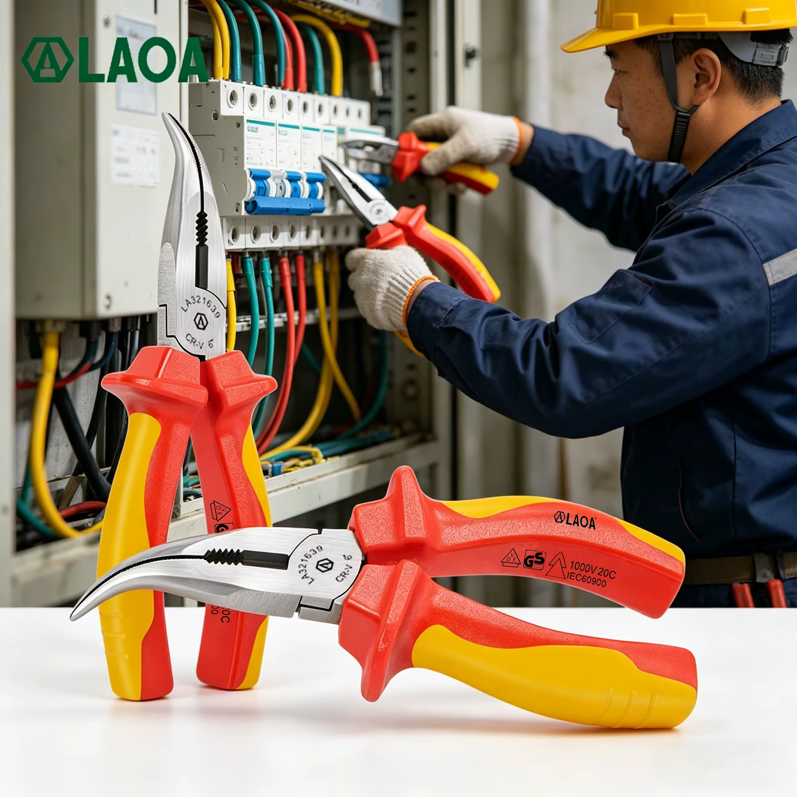 Pince à bec courbé isolée LAOA, coupe-fil Cr-V, outil professionnel pour l'entretien électrique, dén