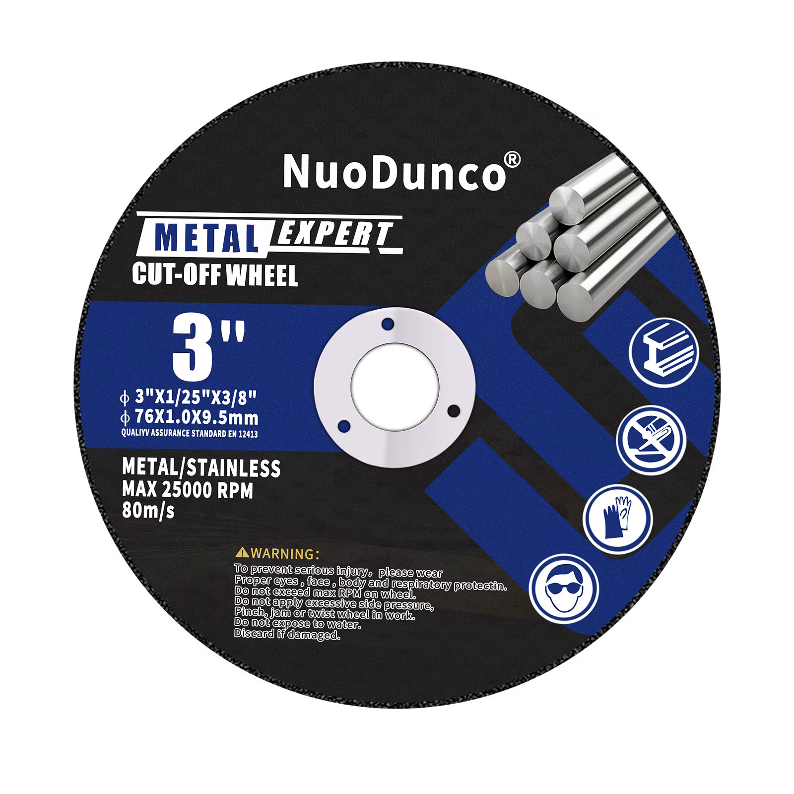 Disque de coupe en métal de 76mm pour meuleuse d'angle, alésage de 9.5mm, roue coupée, ponçage en ac