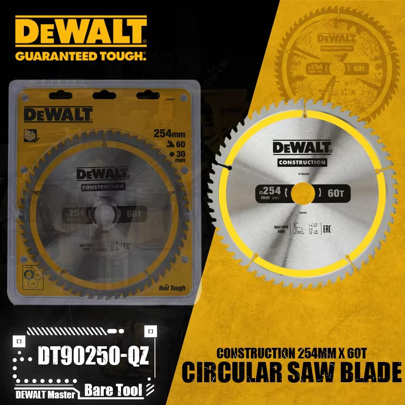 DEobcuT DT90250-QZ DT90272-QZ 254MM * 60T/80T Construction Circulaire Scie Lame Outil Électrique Acc