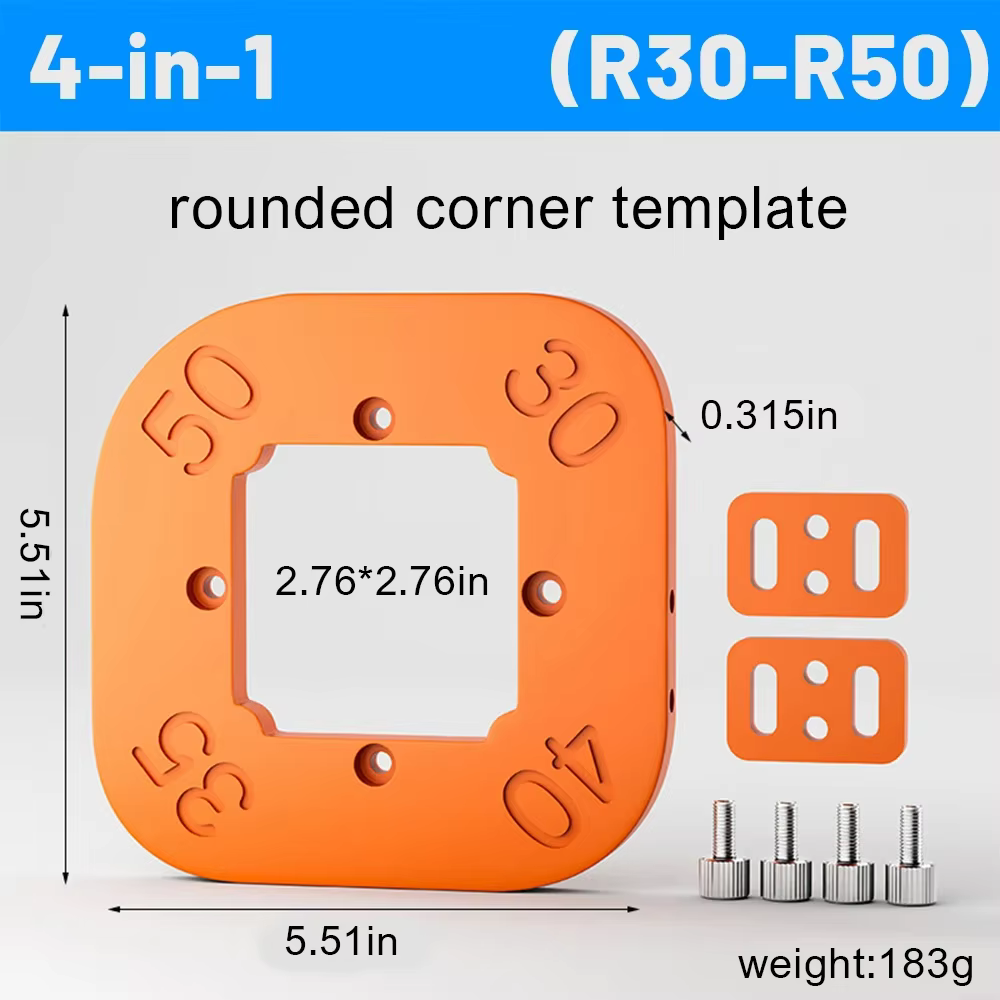 Modèles de rayon d'angle de routeur pour le travail du bois, gabarit R10 à R50, routage des coins in