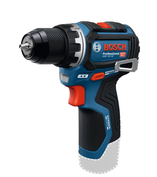 Perceuse sans fil Bosch Professional GSR 12V-32, moteur sans balais, couple élevé de 32 Nm, double v