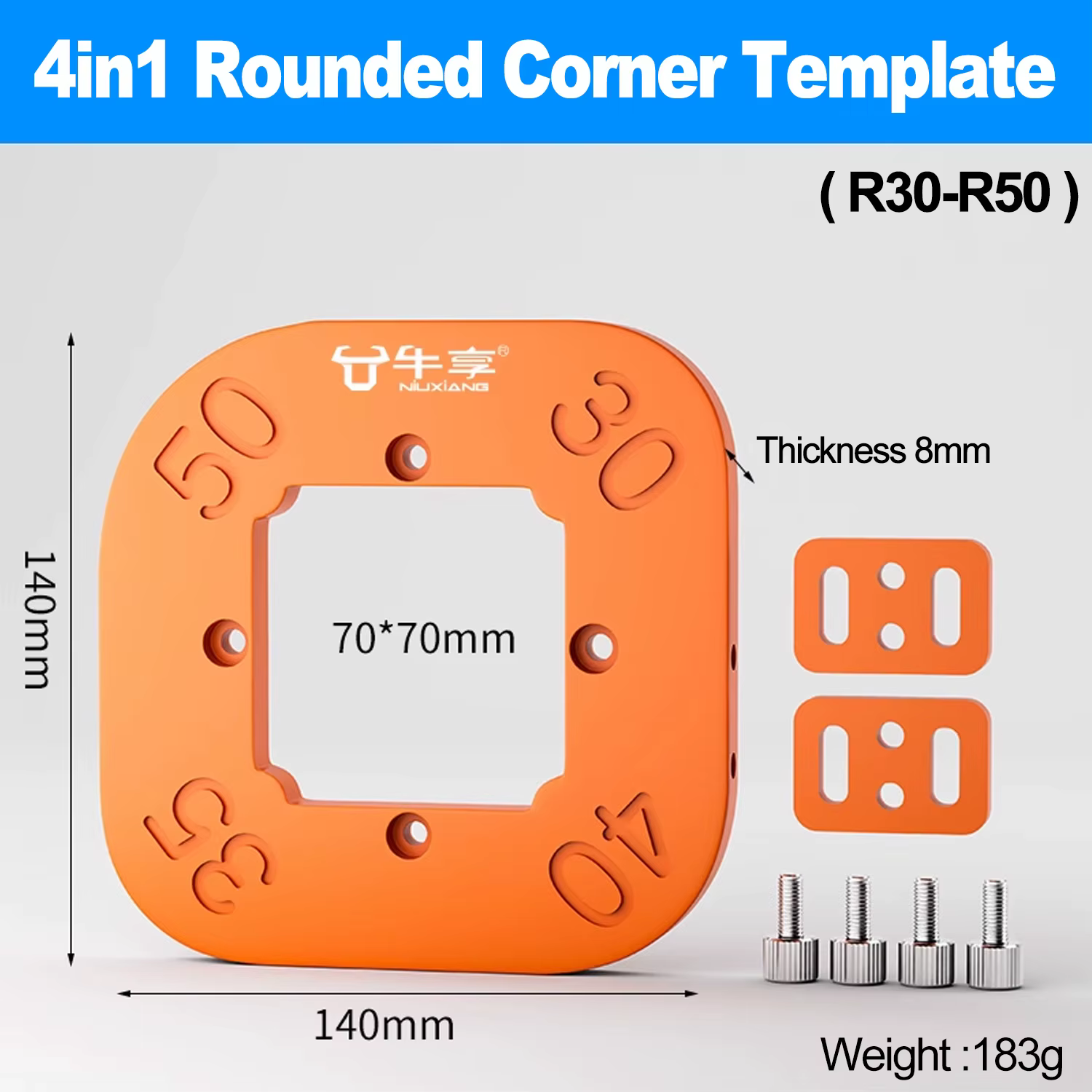 Modèles de rayon d'angle de routeur pour le travail du bois, gabarit R10 à R50, routage des coins in