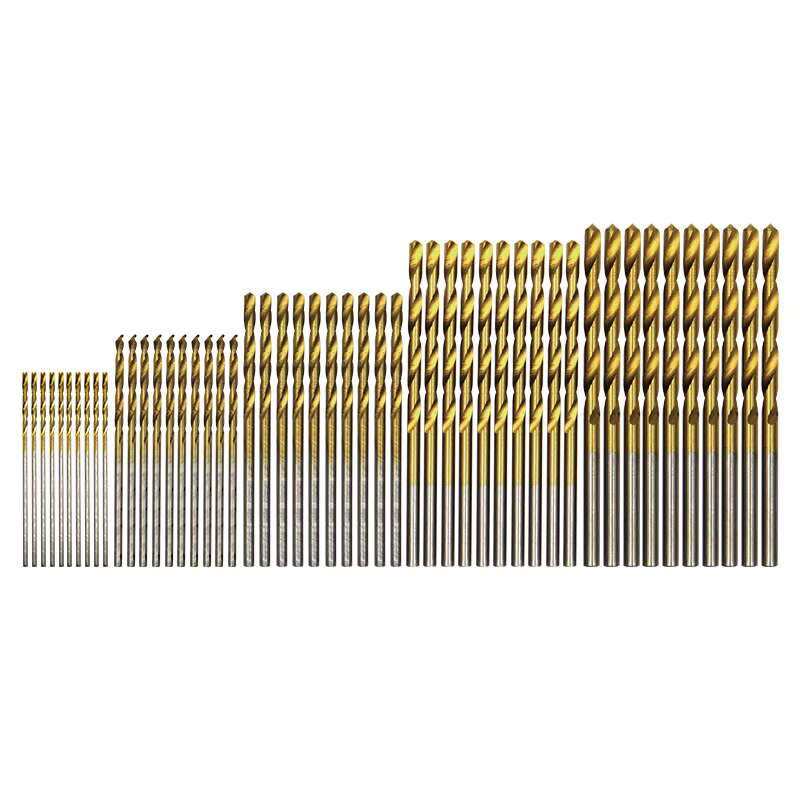50pc Titane Plaqué Twist Drill Set 1-3mm Petit Foret Perceuse Électrique Perceuse Outil DIY Boiserie