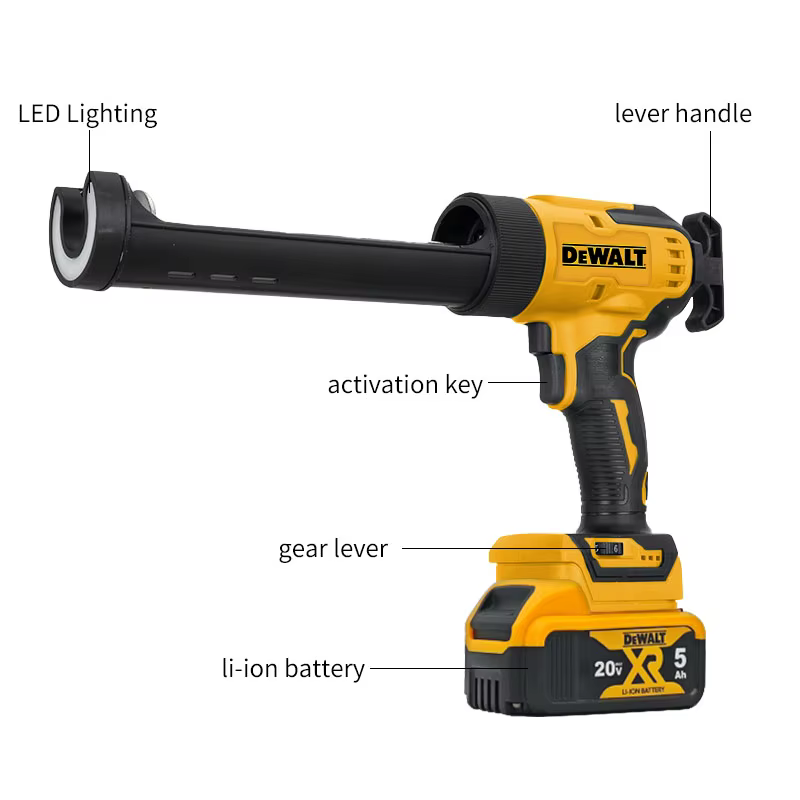 Pistolet à mastic sans fil Dewalt, pistolet à silicone électrique, 6 vitesses, pistolet à colle pour