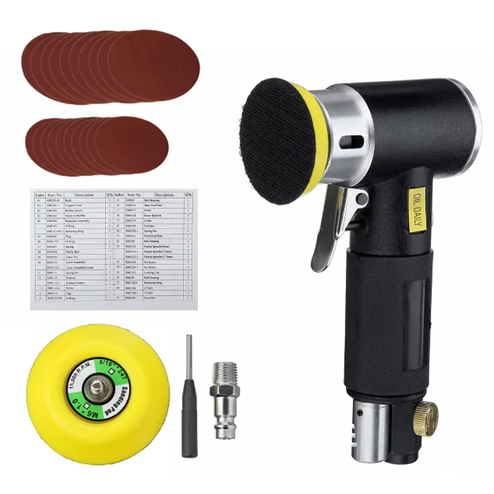 Ponceuse pneumatique Orbit Air Sander Mini, ensemble de machines à poncer 1"/2"/3" pour le polissage