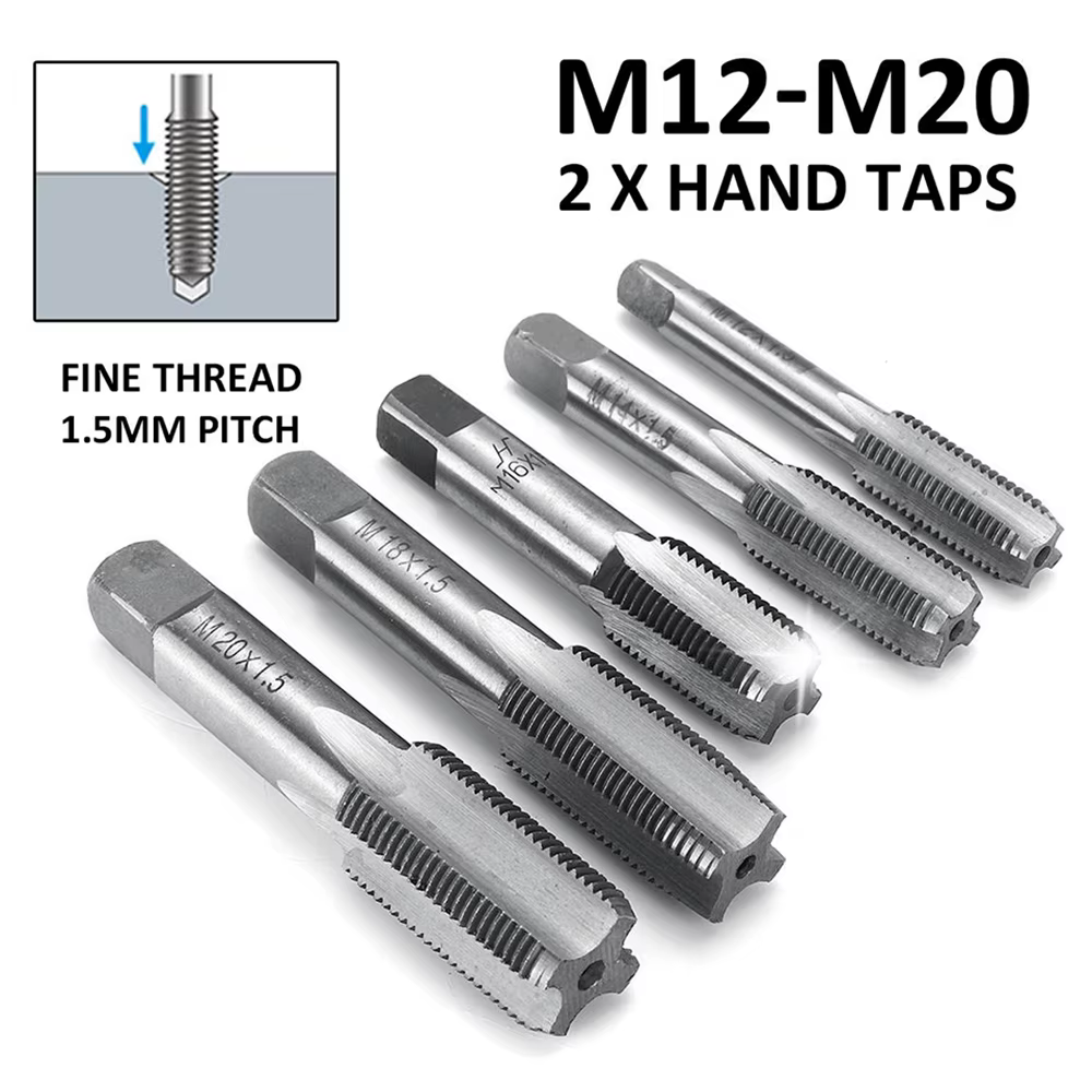 1 paire M12/M14/M16 18MM M20 filetage métrique taraud 1.5mm pas HSS outils manuels droitier pour acc