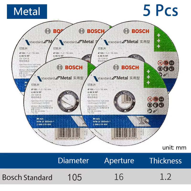 BOSCH – disque de coupe pour meuleuse d'angle, pour métal et acier, 100mm, 125mm, accessoires