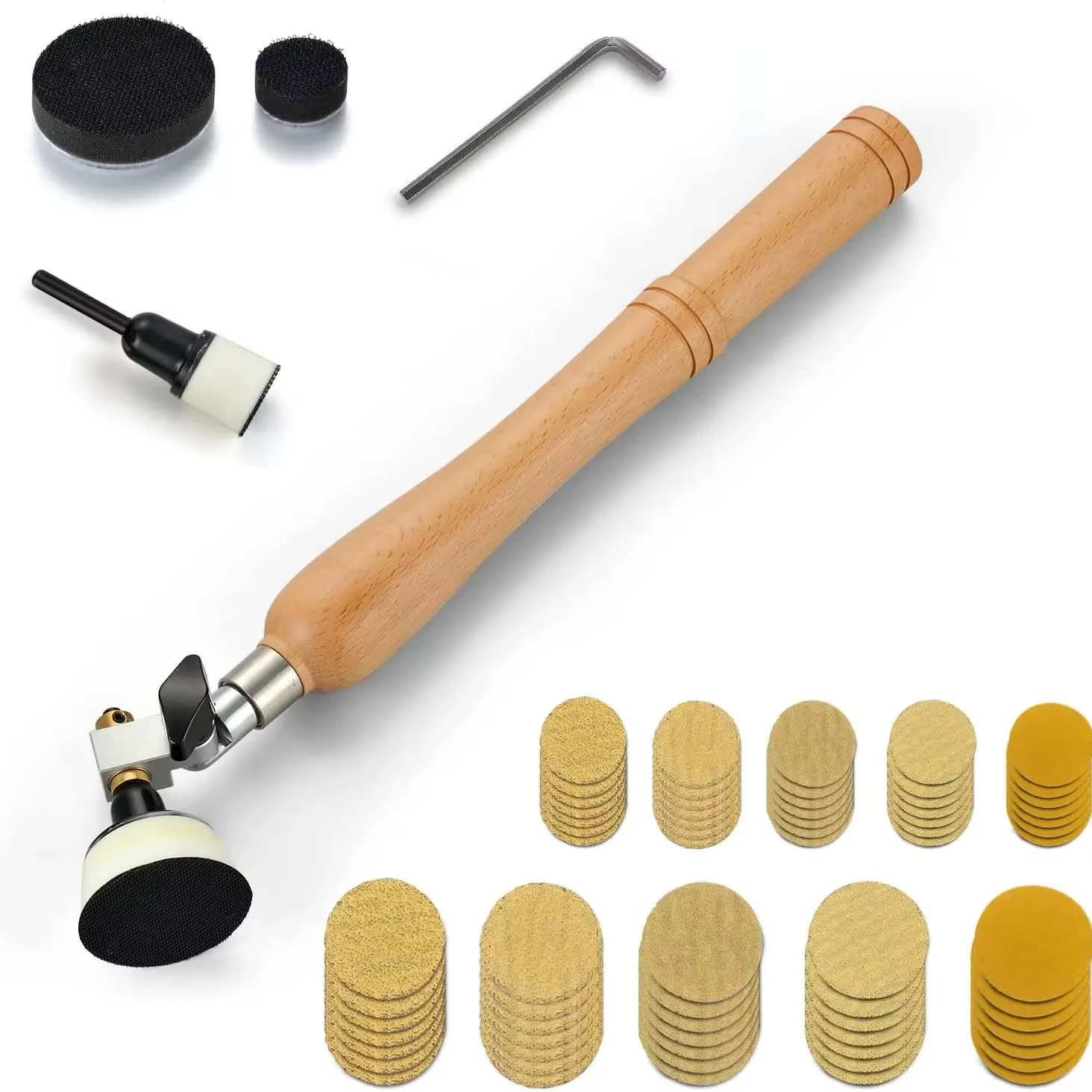 Kit de ponceuse à bol 55 pièces de 1 "et 2 pouces, avec disques de ponçage à crochet et boucle et ta