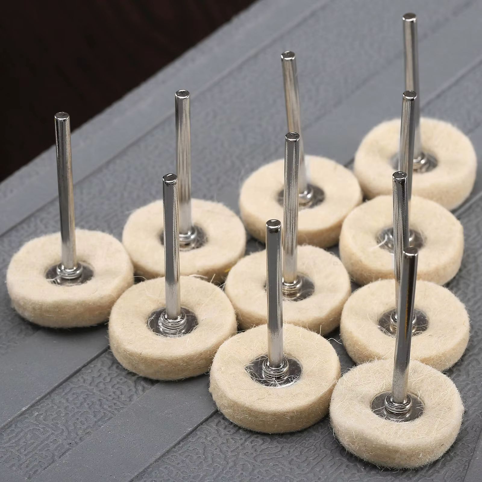 10 pièces métal ponçage polissage polissage meule brosse 25mm laine brosse rotative pour Dremel outi