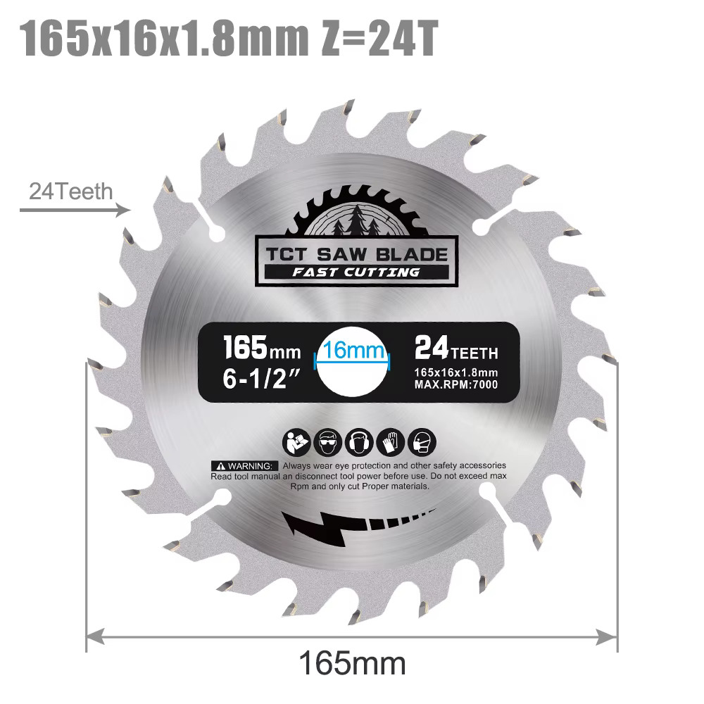 XCAN 165mm lame de scie circulaire TCT lame de scie en carbure pour outils de coupe du bois disque d
